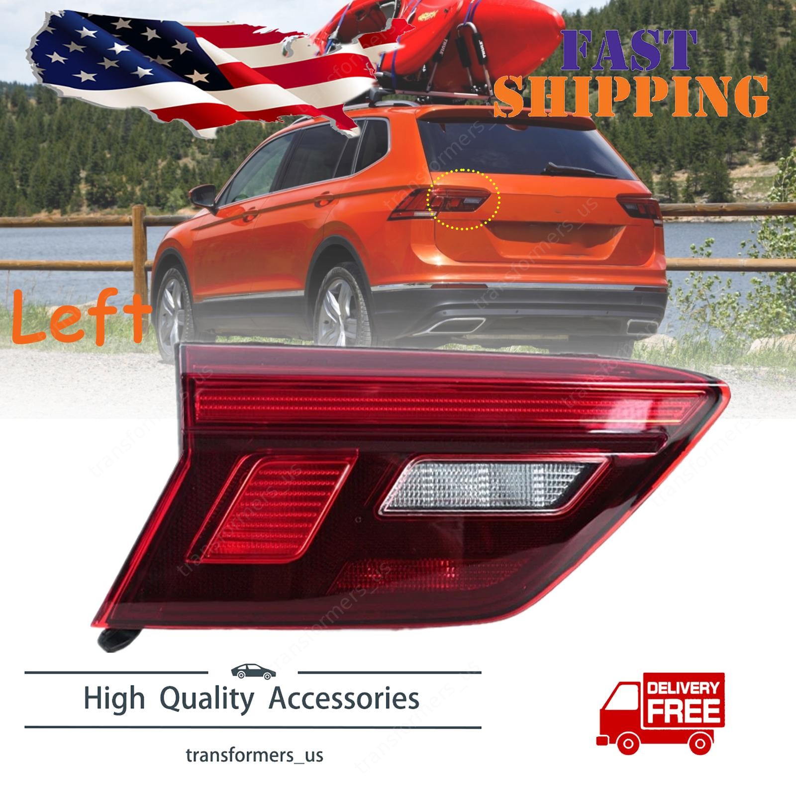 Left Driver LED Inner Tail Light For Volkswagen Tiguan 2018-2021 Rear Brake Lamp