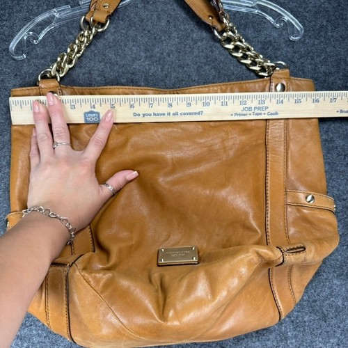 Michael Kors Tan Camel Bag Gold Chain Soft Leather Double Handle Shoulder Strap - Picture 6 of 10