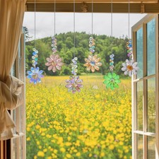 Crystal Flower Suncatcher Set Mothers Day Gift for Mom Window Hanging Rainbow