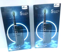 Lot of 2 Rtauys M5 Sonic Electric Toothbrush Rechargeable 5 Modes 8 Heads ea NEW