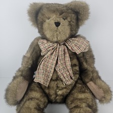Boyds Collection Ltd. Large Brown Plush Teddy Bear Plaid Bow 30" Stuffed Animal