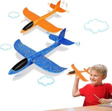 2 Pack Foam Airplanes Toys for Kids, 13.3" Throwing Foam Glider Planes, Outdoor