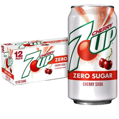 7UP Cherry Zero Sugar   12 Pack, 12 fl oz Cans    Crisp & Refreshing