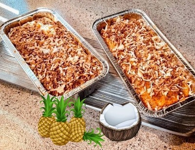 Homemade  Pineapple Toasted Coconut Bread Loaf Cake. 8.5x4.5 loaf