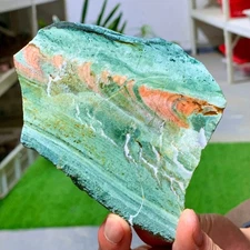 148G Natural green moss agate crystal raw stone flakes quart  specimen