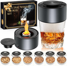 Electric Whiskey Smoker Kit, Rechargeable Bourbon Smoker Kit with 6 Flavors of N