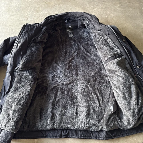 Wantdo Jacket Mens M Canvas BLACK Full Zip Faux Fur Lined Winter Warm Utility image 10