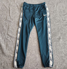 Reebok Vector Track Pants Joggers Woven Women's S Green Teal White Pockets Gym