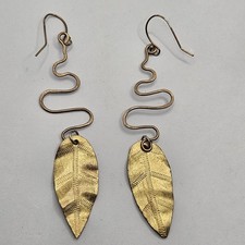 Artisan Hammered Gold Tone Earrings Realistic...