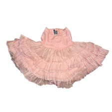 Vintage Pink Tiered Ruffle Crinoline Skirt Kids Metal Zipper Sheer Petticoat