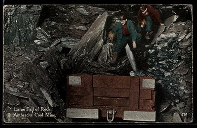 Ansichtskarte Large Fall of Rock in Anthracite Coal Mine, Bergbau 1915 