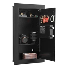 Wall Safe, 3-Tier Hidden Wall Mounted Safe with Password & Key, Q235 Cold-Rolled