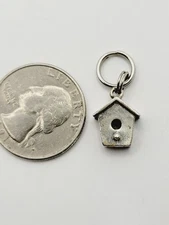Vintage Brown County Sterling Silver 925 birdhouse charm Pendant Signed 