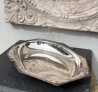 Tablett Schale England antik Silberauflage oval Perlenrand