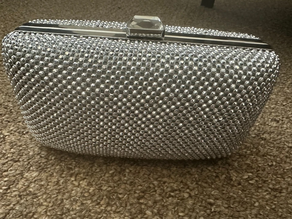 Sondra Roberts 水钻盒离合器银色/银色 — 第 2/4 张图片