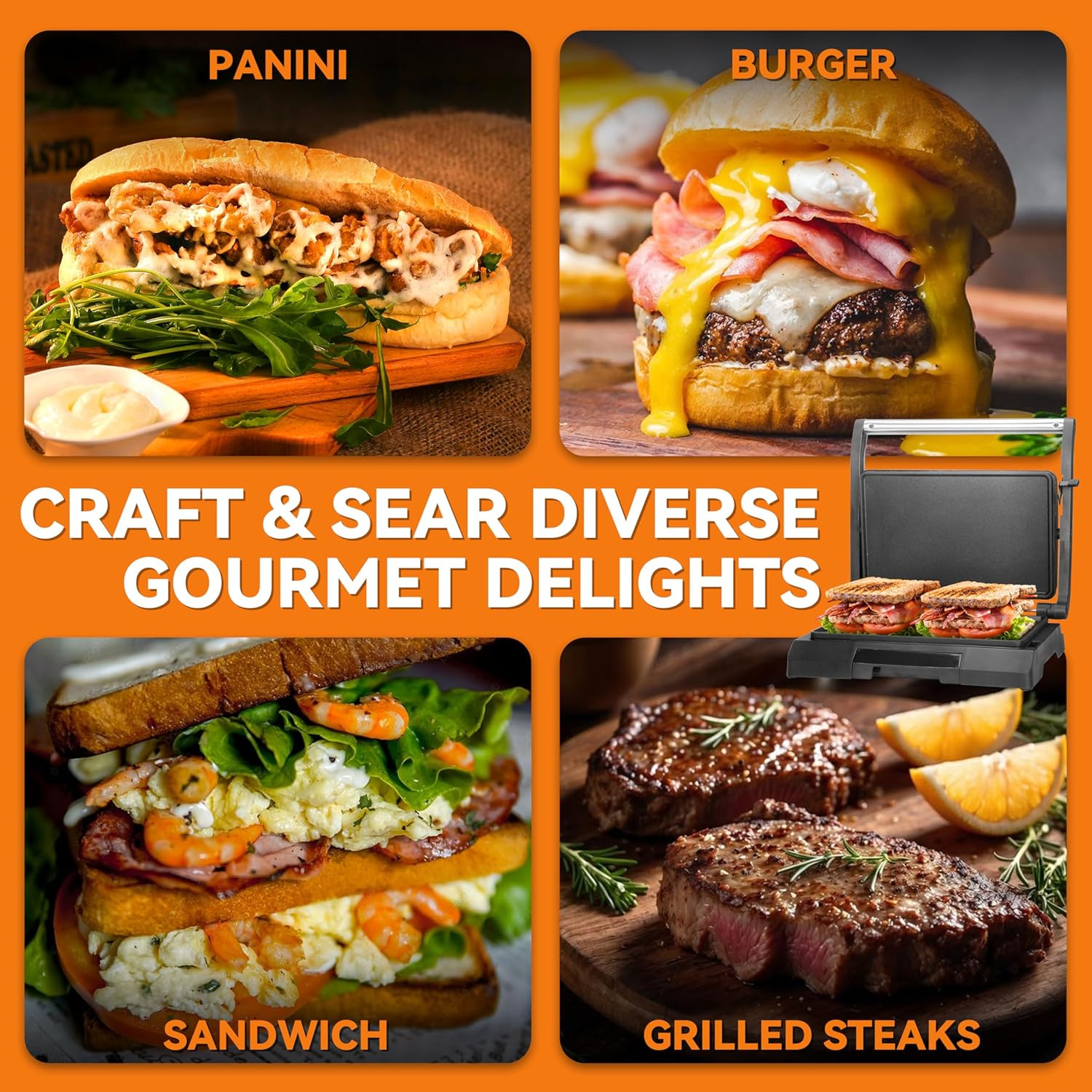 Mini Panini Press Electric Griddle 2 Slices of Panini Grill Press Sandwich Press