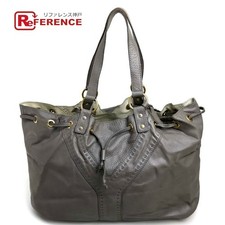 YVES SAINT LAURENT Leather Shoulder Bag Gray Reversible 16.54x12.99x4.72in