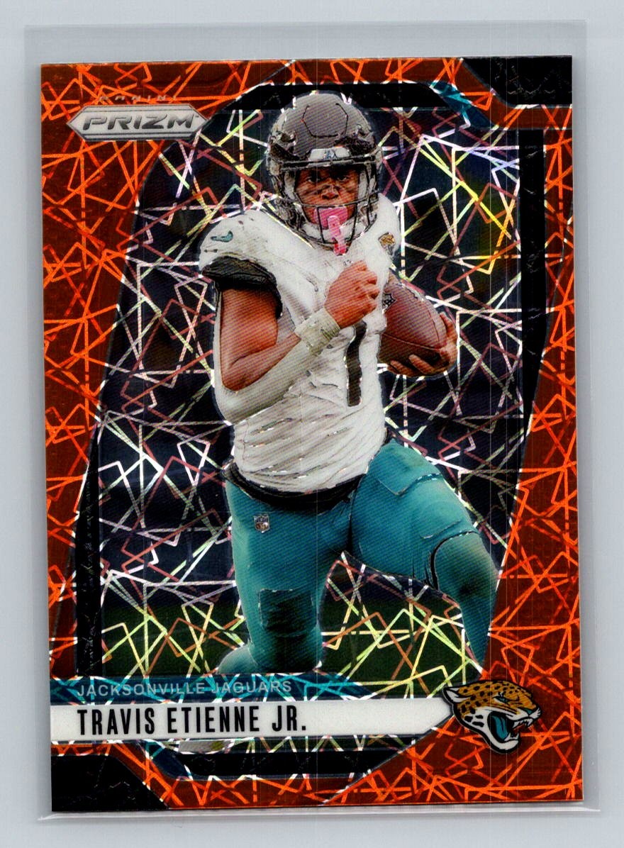 Travis Etienne Jr. 2024 Panini Prizm Orange Lazer #130 Jacksonville Jaguars