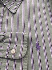 Purple Pony Ralph Lauren Classic Fit Button Down Shirt Size XL Green/purple