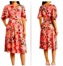 VINCE CAMUTO Women's summer Floral Pebbled Crepe Midi Dress peach Size 4 NWOT