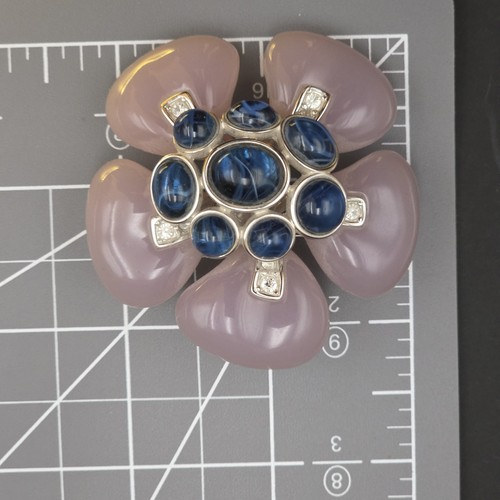Kenneth J Lane Book Piece Lavender Flower Brooch Pendant & Clip-on Earrings NOTE - Picture 11 of 14