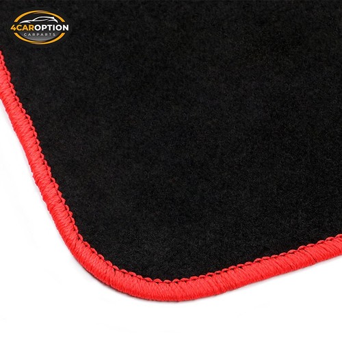 Fits 12-19 Tesla Model S Floor Mats Carpet Nylon Black W/ Red Border - Picture 4 of 5
