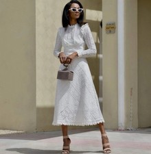 Zimmermann Brighton Dress Size 1 / 10 AU / 6 US Midi White Lace Panel