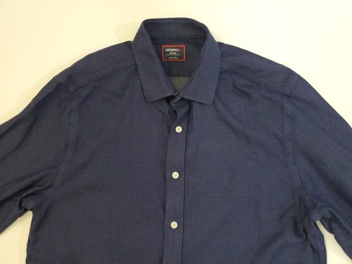 Camicia UNTUCKit Milo WF taglia media blu scuro a pois manica lunga con bottoni - Foto 3 di 12