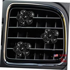 Daisy Air Vent Clips, 3 Pcs Cute Flower Crystal Rhinestone Car 1.6inch Black