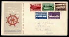 DR WHO 1957 NETHERLANDS FDC SHIP SEMI POST COMBO TO CANADA R51932