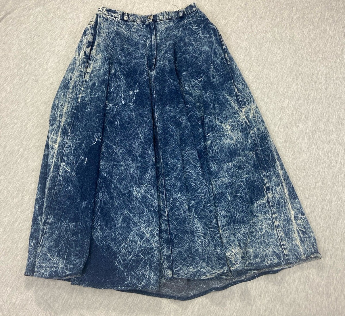 【BAON】Peuhen Washing Denim Long Skirt Vintage Acid Wash Long Denim Skirt Women 12, Blue 26 Inches