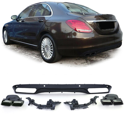 Sport Heckdiffusor mit Endrohren Schwarz für Mercedes W205 Limousine 14-18