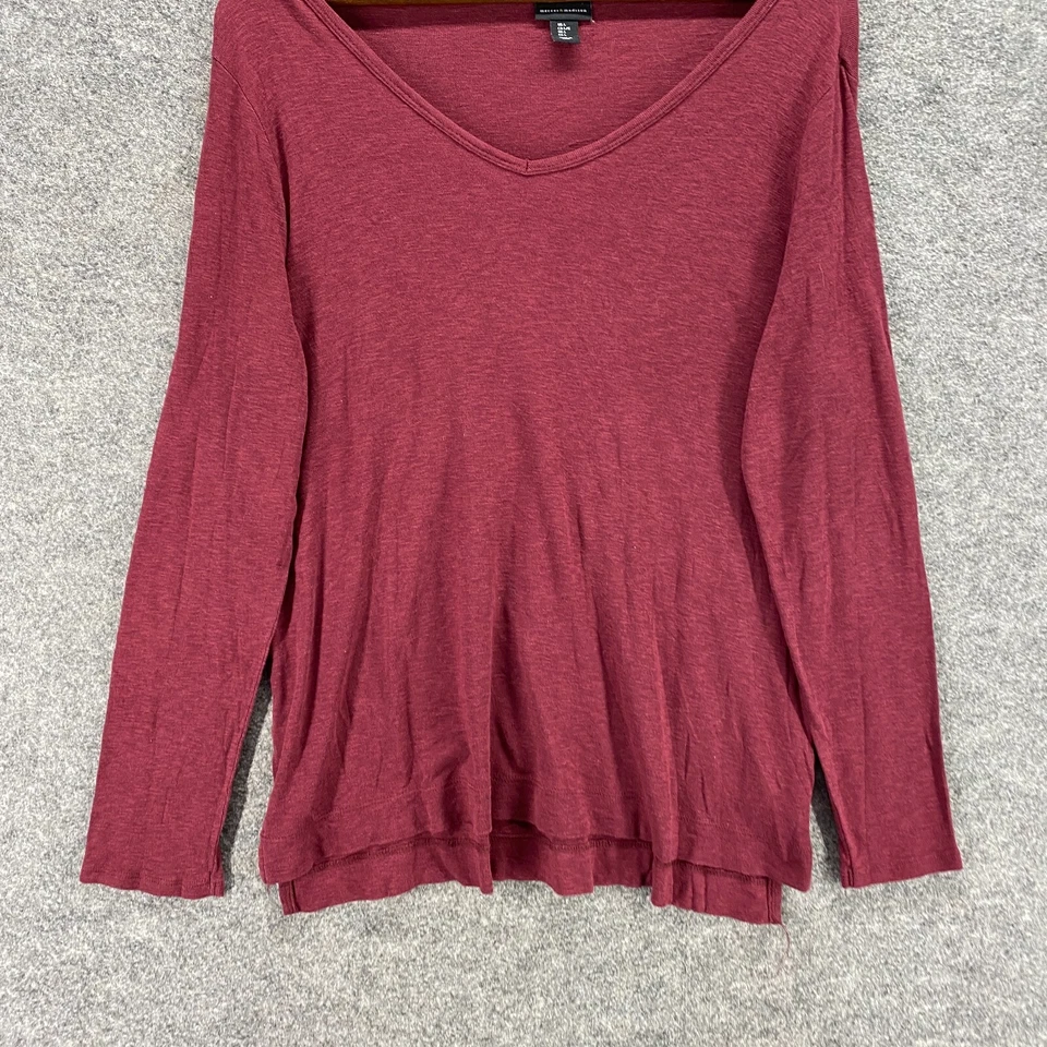 Mercer & Madison Sweater Pullover Women L Large Red V-Neck Cotton Long Sleeve - Image 4 of 4