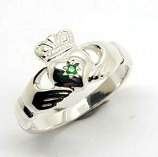 Size P Kaedesigns New Sterling Silver 925 Green Emerald Claddagh Ring
