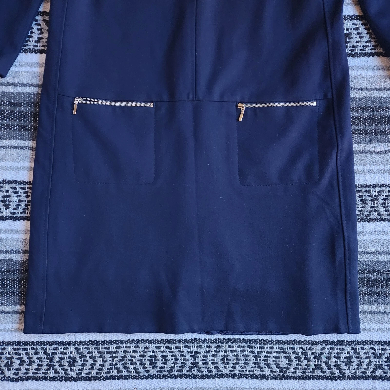 VETEMENTS Abito da carriera Antonio Melanie 8 scollo barca manica 3 4 sopra ginocchio cambio blu scuro