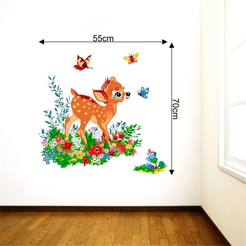 70 cm Wall Stickers Deer with Butterflies in Jungle for Kids Nursery Room Self - Picture 4 of 4