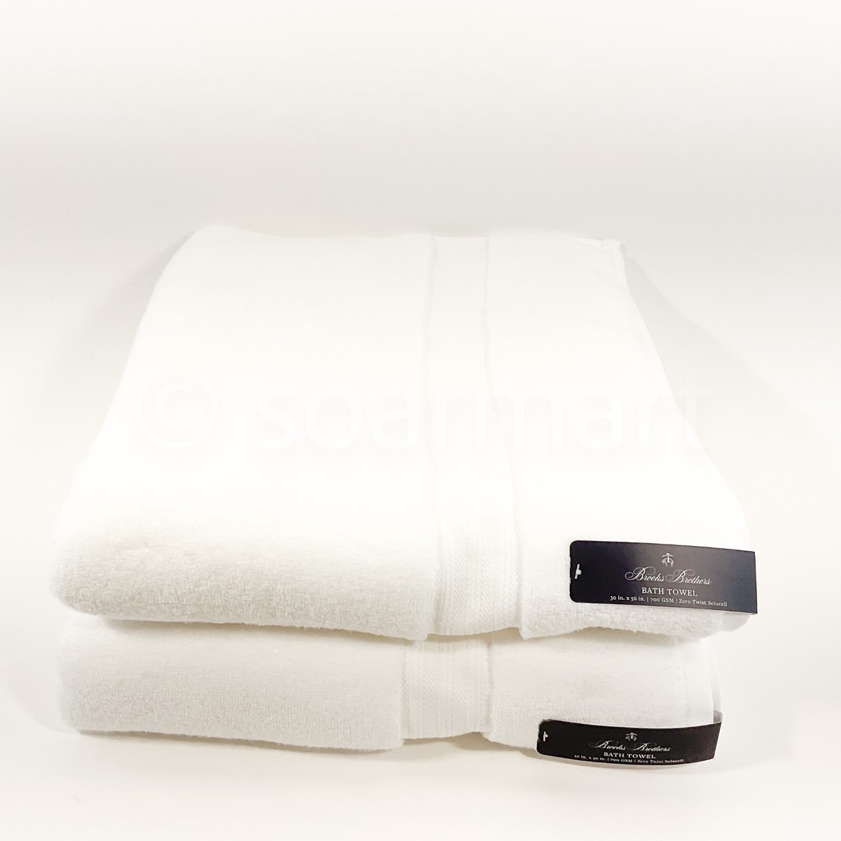 Brooks Brothers Premium White Zero Twist 100% Cotton 700 GSM 2Pc