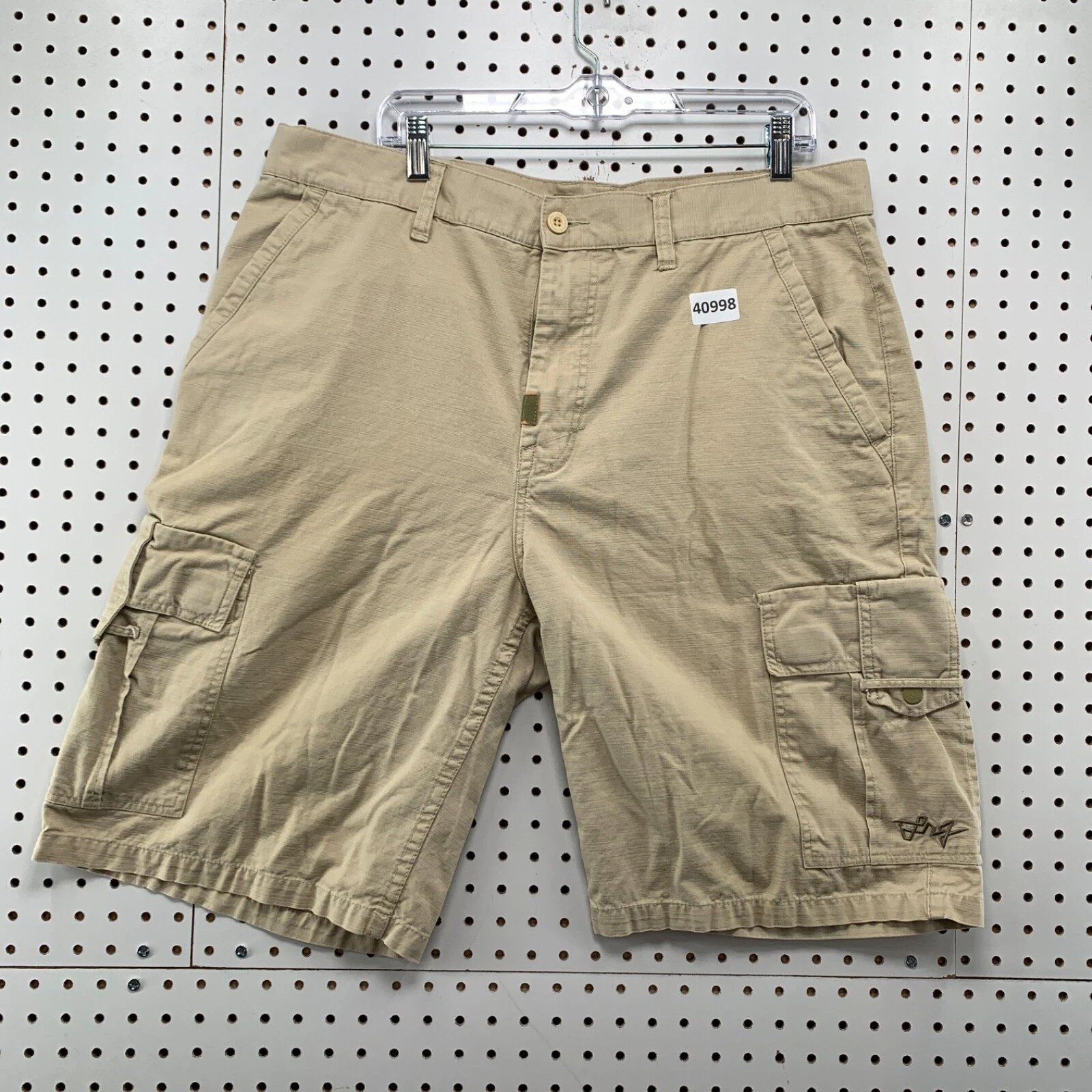 Vintage Y2K LRG Cargo Shorts Mens 38 Fits 38x11 Beige Utility Pockets Hip Hop