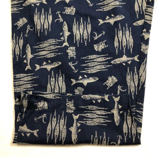 Columbia Sportwear Mens Pants Size L Blue Fish Print Elastic Waist Drawstring - Picture 2 of 17