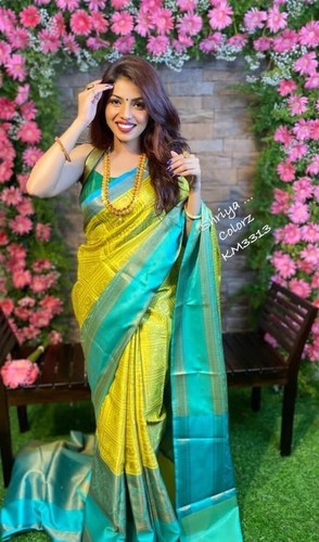Women's Kanjivaram Pure Soft Silk Saree With Beautiful Blouse By Aadatexport - Picture 2 of 8