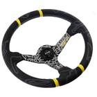 350mm ULTRA momo Suede Deep Dish Sport Steering Wheel Black spoke horn button