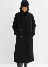 Freemans Double Breasted Coat In Black Uk 16 (fs21)