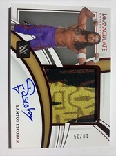 2022 Immaculate WWE Santos Escobar Premium Memorabilia Shirt Auto Red 10/25