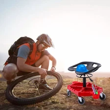 Rolling Shop Stool Mechanics Work Seat Adjustable Chair Roll Swivel Tool Garage