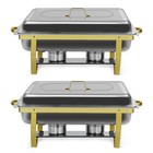 2Pcs Catering Classic Stainless Steel Chafer Chafing Dish Buffet Warmers, Large