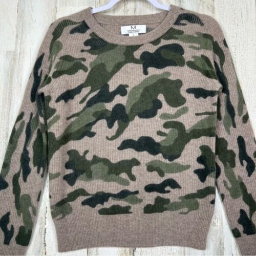 Magaschoni 100% Cashmere Sweater Womens Small Long Pullover Camo Print Crewneck - Picture 2 of 8