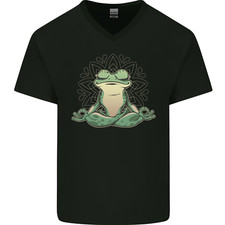 Yoga Frosch Meditation Herren V-Ausschnitt Baumwolle