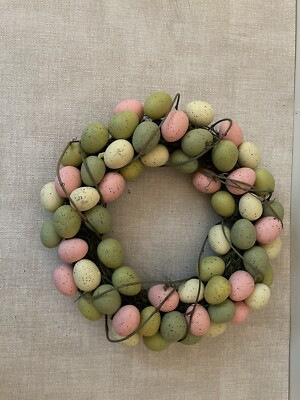 Small Easter Wreath With Mini Speckled Eggs Pastel Colors  8  Approx