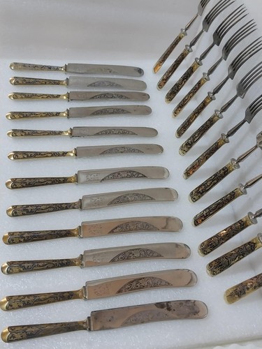 Vintage Spanien Spanish Toledo Gabeln Set vergoldet Joyas De Toledo Lot rar - Bild 2 von 23