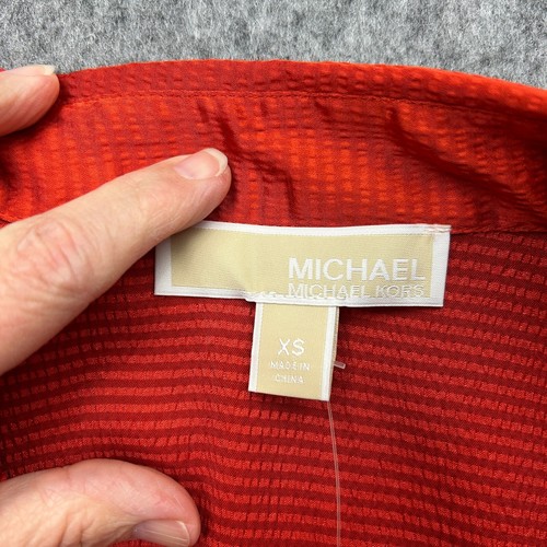 Michael Kors Smocked Mini Dress Women's Size XS Bright Terracotta Red NWT - Picture 3 of 11